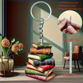 Resim 2D Düz, 2D Akrilik Yaratıcı Kitap Anahtarlık, Çantalar, Anahtarlıklar, Araba Süs Aksesuarları için Uygun, Bahar Bahçesi Sevgililer Günü Noel Süslemeleri için Mükemmel Seçim, Çiftler ve Arkadaşlar için Hediye, 2D Düz 