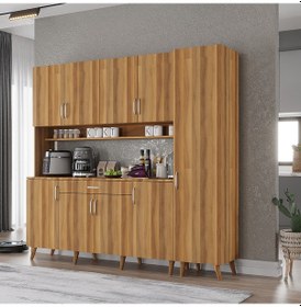 Resim Zenit Kahve Köşesi Çok Amaçlı Dolap Kiler Mutfak Dolabı Ceviz 200 Cm Ceviz 