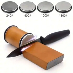 Resim Manyetik tutuculu elmas bileyici, 15 derece ve 20 derece açı taşlama seti, mutfak bıçağı bileme taşı ile düz kenar bileme tekerleği 