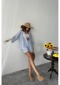 Resim Moderie Butik Çizgili Tunik -şort Takım - Mavi 