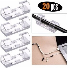 Resim 20'li Yapışkanlı Kablo Sabitleyici Şeffaf Klips 20 Adet Kablo Bağ 