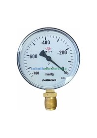 Resim 100MM -760MMhg ALT Çıkışlı G1/2" VakuMMetre. Vakum Ölçer Pakkens 