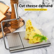 Resim 6'lı set (5 kesme çizgisi ile) peynir dilimleyici, paslanmaz çelik tel ayarlanabilir kalınlaştırılmış peynir kesici, jambon ve peynir dilimleyici, ergonomik saplı metal peynir dilimleyici, blok peynir için uygun metal peynir dilimleyici, mutfak malzemeleri 