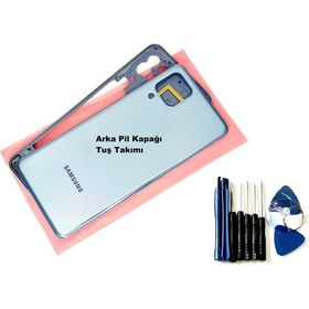 Resim Samsung Galaxy Uyumlu M32 Kasa Arka Pil Batarya Kapağı Tamir Seti Mavi 
