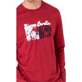 Resim Pierre Cardin 6096 Erkek Uzun Kollu Bisiklet Yaka Pijama Takımı-bordo Bordo 