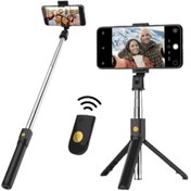Resim 10numara Kumandalı Kablosuz Bluetooth Selfie Çubuğu Yeni Model Youtuber Uzaktan Fotoğraf Video Çekim 
