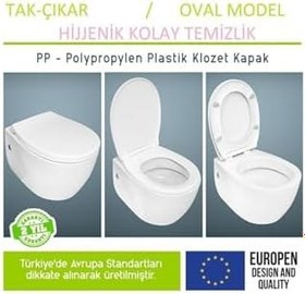 Resim Yavaş Kapanan Sessiz Akdeniz Model Klozet Kapağı Sök Tak Özellikli (Üstten Montaj) 
