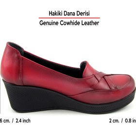 Resim Erkan Saçmacı Shay Kırmızı Hakiki Dana Derisi Çapraz Bant Detaylı Dolgu Topuklu Günlük Ayakkabı 