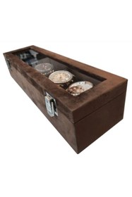 Resim STAND MARKET Saat Kutusu 5'li Alcantara Kahve 