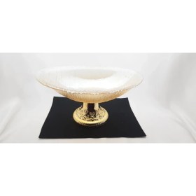 Resim Be Beauty Şeffaf Gold Renk Ayaklı Cam Oval Gondol Meyvelik 30 cm 