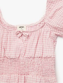 Resim Koton Fiyonklu Pötikare Desenli Pembe Kız Çocuk Bluz 6SKG60103AW 
