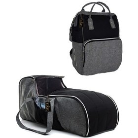 Resim U.S.F Fonksiyonel Bebek Bakım Sırt Çantası + Portbebe Ana Kucağı Puset Düz Model Gri - Siyah 