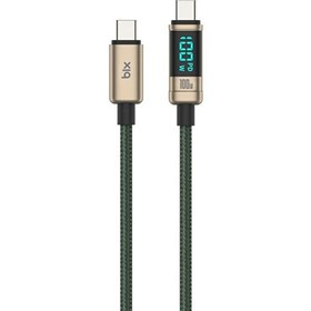Resim Bix Type-C to Type-C 100W 480Mbps E-Marker Çipli LED Dijital Ekranlı Şarj ve Data Kablosu 1 Metre Bronz 