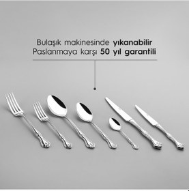 Resim Nehir Lalezar Sade 12 Kişilik 84 Parça Çatal Kaşık Bıçak Takımı Gümüş 
