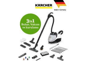 Resim Karcher Cam Yüzeyler Halı Kumaş Yüzeyler Tüm Sert Zeminler Sv7 Buharlı Temizlik Makinesi 