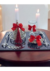 Resim Thicket Damat Kahve Tepsisi Kırmızı Kırmızı 