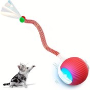 Resim Engel Kaçınımlı Akıllı Otonom Hareketli Kedi Topu Oyuncağı, USB Şarj Edilebilir Silikon Oyuncak - Zemin/Kilim/Araç İçin Her Irk için Etkileşimli Işık Özellikli MIAOQUANJI 