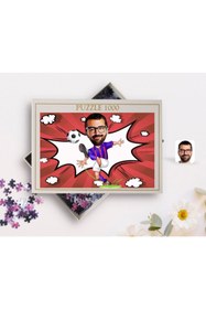 Resim Bk Gift Kişiye Özel Bordo Mavi Futbolcu Karikatürlü 1000 Parça Profesyonel Puzzle-1 