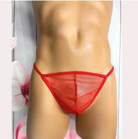 Resim Beruflic Fantezi Kırmızı Transparan Seksi Tül Erkek String BC4602 