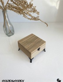 Resim Doğal Ahşap Takı Kutusu Ahşap Saklama Kutusu Ceviz Boy:11cm En:11cm Yük:7,5cm 