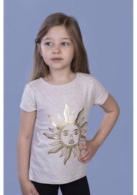 Resim Toontoy Kids Toontoy Kız Çocuk Güneş Varaklı Tişört Bej 