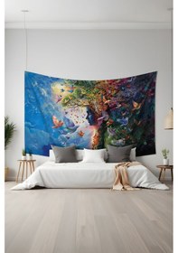 Resim Doğanın Renkli Rüyası Desenli Duvar Halısı Duvar Örtüsü Tapestry Süet Dokulu Kumaş 