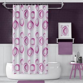 Resim Banyo Perdesi 4954 P 2x110x200, Perde Borusu Askı Aparatı Köşe Boru Beyaz Hediyeli, Duş Perdesi Seti 