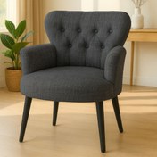 Resim Azra Mobilya Antrasit Keten Kumaş Tekli Koltuk Berjer - Cafe Koltuğu - Bekleme Koltuğu - Siyah Ayak 