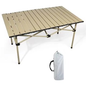 Resim Reidan Büyük Boy Katlanır Çanta Tipi Balkon Bahçe Kamp Masası Piknik Seti - Altın 