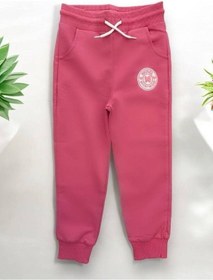 Resim Kız Çocuk Beli Paçası Lastikli Pamuklu Eşofman Alt-14303 Pembe 