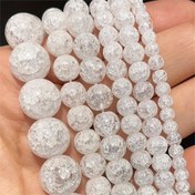 Resim Doğal Taş Çatlaklı Kuvars Boncuklar - Yuvarlak Gevşek Aralık Boncuklar DIY Takı Yapımı için, Şans Bilezikleri ve Kolyeler - 91/61/46/36 adet Assorti Paket 