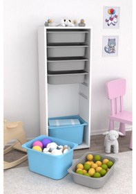 Resim Zola 7 Sepetli Dolap Oyuncak Dolabı Çok Amaçlı Mavi Gri Mavi - Gri 