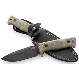 Resim Lionsteel Kamp T5 Fixed Blade Tactical Knife - Green Canvas - Black Bla Gri 