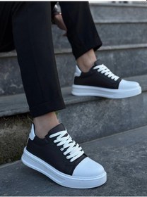 Resim Kb-x46 Kuback Siyah Beyaz Yüksek Beyaz Taban Günlük Spor Ayakkabı Beyaz 