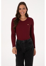 Resim U.S. Polo Assn. Kadın Bordo Bisiklet Yaka Kazak 50314780-VR014 