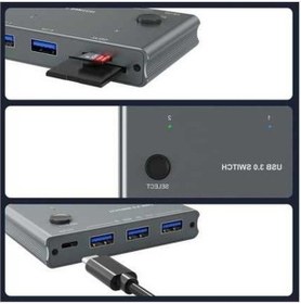 Resim Pazly Kc-234t Usb 3.0 Anahtarı 2-4 Çıkış Tf/sd Kart Okuyucu 