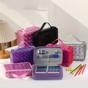 Resim 1 adet Şık Suni Deri Kırtasiye Çantası - Çeşitli Kore-Etkili Renklerde Mevcut, İki, Üç veya Dört Katmanlı Tasarımıyla Erkekler ve Kadınlar için Uygun, Depolama İçin. 