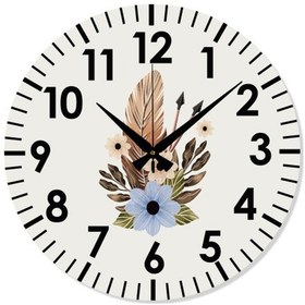 Resim Çiçek Desenli Dekoratif Türkçe Rakamlı Uv Baskılı Duvar Saati Sessiz Akar Mekanizma Metal Akrep Beyaz 