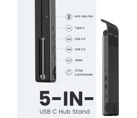 Resim Ugreen Type-C USB 3.0 HDMI TF SD Dönüştürücülü Notebook Standı 