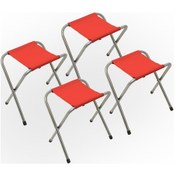 Resim Exent Katlanır Balıkçı Taburesi, Kamp Taburesi, Piknik Taburesi, Kamp Sandalyesi-kırmızı- 4 Adet Kırmızı 