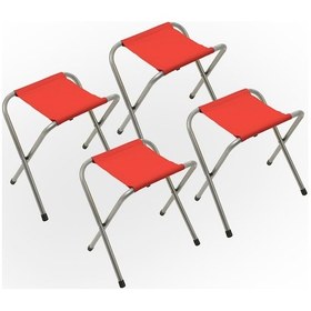 Resim Exent Katlanır Balıkçı Taburesi, Kamp Taburesi, Piknik Taburesi, Kamp Sandalyesi-kırmızı- 4 Adet Kırmızı 