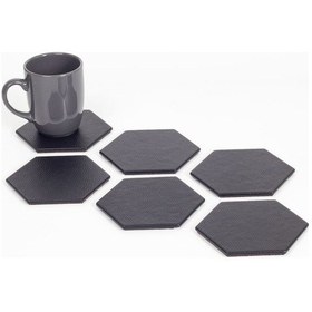 Resim Turgut Office Deri Altıgen Bardak Altlığı Siyah 6 Adet Siyah 