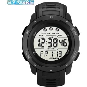 Resim Hanyang Siyah Dijital Saatler Erkekler Erkekler Numaraları Spor Izle 5ATM Su Geçirmez Arka Işık Yuvarlak Ekran Dijital Çok Fonksiyonlu Alarm Yüzme (Yurt Dışından) 