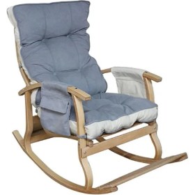 Resim Özmob Relax Lüx Ahşap Çift Minderli Çift Cepli Sallanan Sandalye Krem/gri 