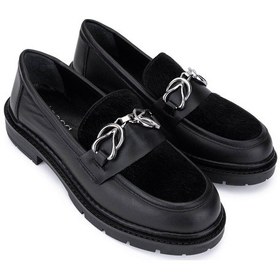 Resim Tamer Tanca Kadın Deri & Tekstil Siyah Loafer Ayakkabı 817 9876 Bn Ayk Sk25-26 Syh Dr/tay Prlk Dr Siyah 