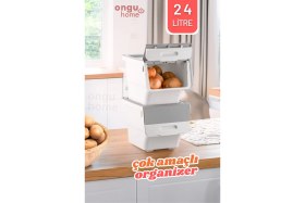 Resim Feyza Design Çok Amaçlı 24LT Tekerlekli Sebzelik ve Oyuncak Kutusu 