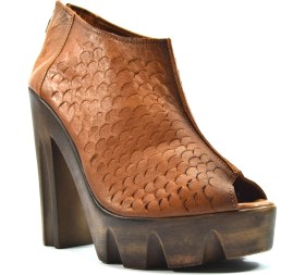 Resim Beety 109 Hakiki Deri Taba Platform Topuklu Kadın Ayakkabı 