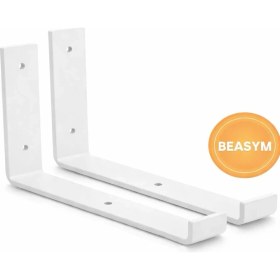 Resim Beasym Raf Altı Ayak Raf Tutucu J Demir 10X20 cm Siyah Montaj Aparatı Beyaz (4 Adet) 