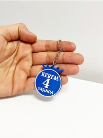 Resim moistrid 5 ADET İsme Yaşa Özel Doğum Günü Hatırası Anahtarlık-Çocuk Doğum Günü Hatıra Hediyelik Kral Taçlı 