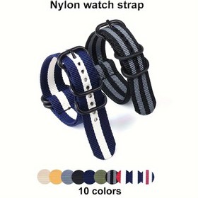 Resim Naylon Spor Kayışı - Ayarlanabilir 18mm/20mm/22mm, Askeri Tarz Kanvas Bileklik Saatler & Aksesuarlar için 